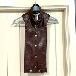 Veronica Beard vegan brown leather dickey